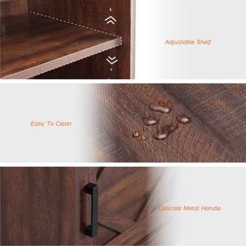 WAMPAT 2 Pack End Table with 1 Drawer & Door, Farmhouse Large Sofa Side Table, Modern Tall Nightstand with Adjustable Storage Shelf, Accent Cabinet