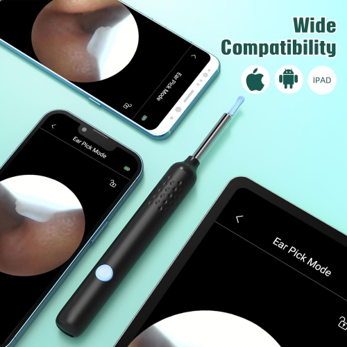 LMECHN – Nettoyant d’oreille pour appareil photo, caméra d’oreille visible sans fil à 360° avec Wi-Fi, nettoyage des oreilles