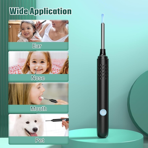 LMECHN – Nettoyant d’oreille pour appareil photo, caméra d’oreille visible sans fil à 360° avec Wi-Fi, nettoyage des oreilles