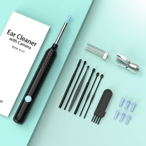 LMECHN – Nettoyant d’oreille pour appareil photo, caméra d’oreille visible sans fil à 360° avec Wi-Fi, nettoyage des oreilles