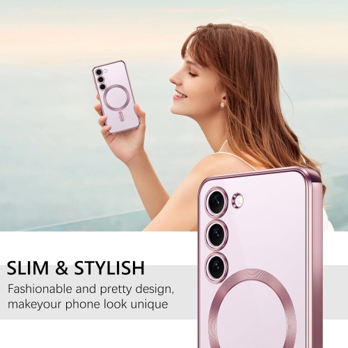 Magnetic Case Designed for Samsung Galaxy S24 5G - Compatible with MagSafe Charging & Accessories - Rose Gold