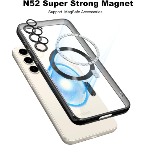 Magnetic Case Designed for Samsung Galaxy S24 5G - Compatible with MagSafe Charging & Accessories - Black