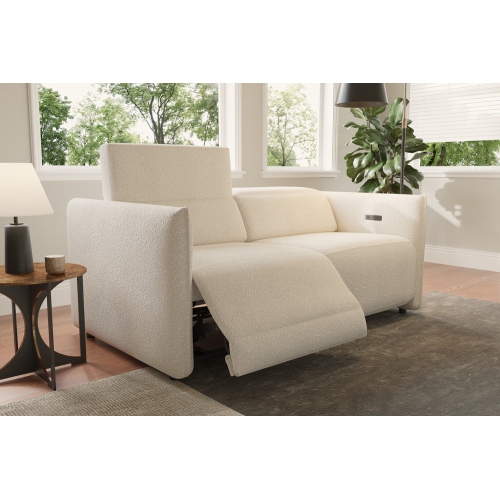 Valencia Alexandra Boucle 73" Fabric Dual-Recliner Winter White