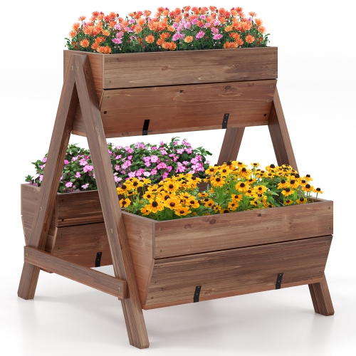 Gymax 21'' x 8'' x 8.5'' Vertical Raised Garden bed Planter Stand w/ 3 Planter Boxes