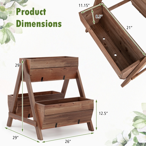 Gymax 21'' x 8'' x 8.5'' Vertical Raised Garden bed Planter Stand w/ 3 Planter Boxes