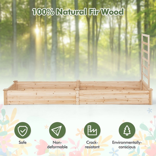 Gymax Raised Garden Bed Wooden Planter Box with Divided Space for Outdoor Natural