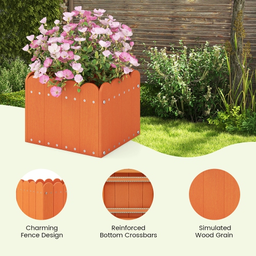 Gymax 2 Pack Square Planter Box Weather-Resistant HDPE Flower Pot Garden Bed