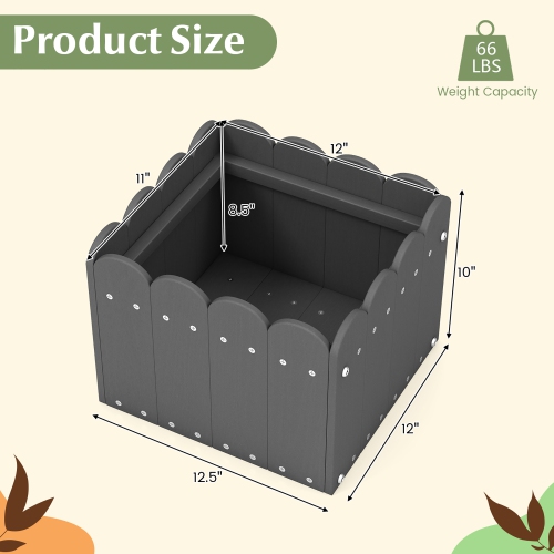 Gymax 2 Pack Square Planter Box Weather-Resistant HDPE Flower Pot Garden Bed