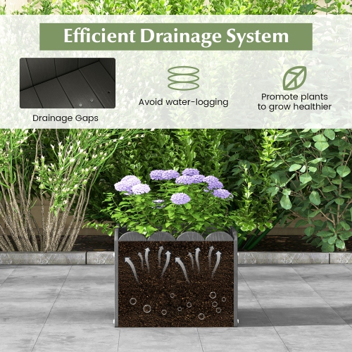 Gymax 2 Pack Square Planter Box Weather-Resistant HDPE Flower Pot Garden Bed