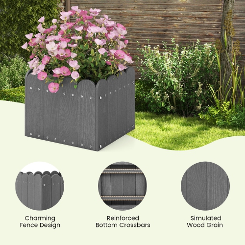 Gymax 2 Pack Square Planter Box Weather-Resistant HDPE Flower Pot Garden Bed