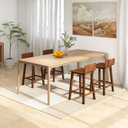 Gymax 24.5'' Solid Wood Bar Stools Set of 4 Home Counter Kitchen Stools w/ Low Backrest & Footrest