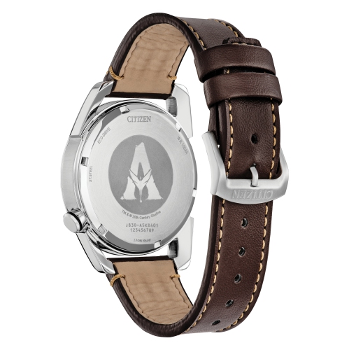 Citizen - Mens Avatar Pandora Japanese Eco-Drive Watch 42mm Silver-Tone Stainless Steel Case Brown Leather Strap with Blue Dial