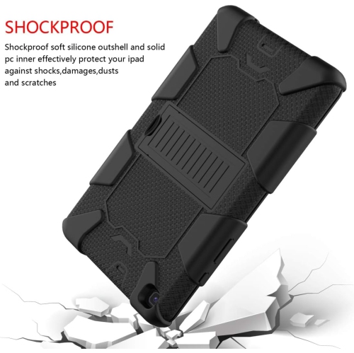 [CSmart] Shockproof Heavy Duty Rugged Defender Kickstand Hard Case Cover for Samsung Tablet Tab A9 8.7", X110 / X115 , Black