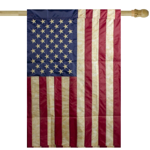 Embroidered Tea-Stained Patriotic House Flag - 40" x 28"