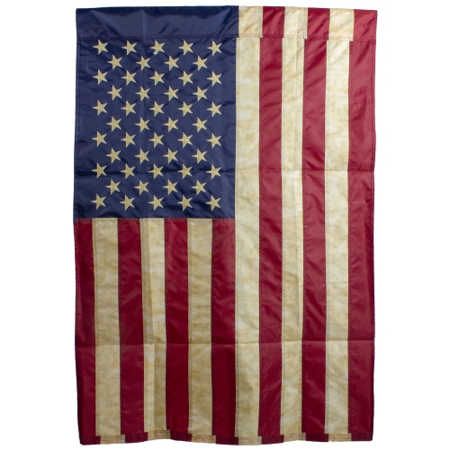 Embroidered Tea-Stained Patriotic House Flag - 40" x 28"