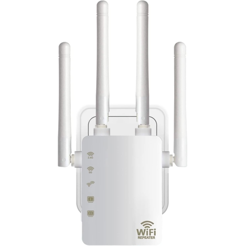 WiFi Range Extender 1200Mbps Dual Band 5G&2.4GHz Wireless Signal Booster WiFi Repeater for Home with 2 of 10/100 Mbps Ethernet ports