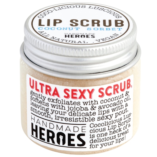HANDMADE HEROES  100% Natural Lip Scrub, Vegan Conditioning Coconut Exfoliator, 1OZ