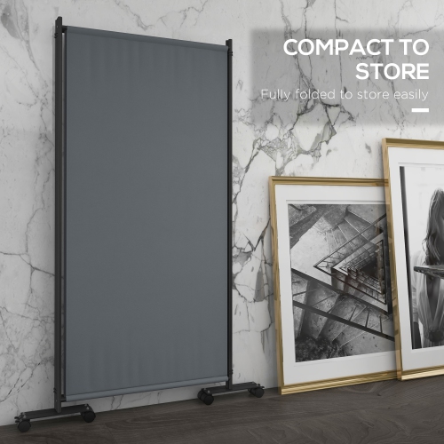 Outsunny 3 Panel Folding Room Divider with Lockable Wheels, 6ft Rolling Privacy Screen, Portable Freestanding Room Partition Separator for Home