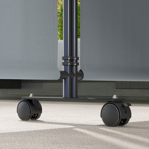 Outsunny 3 Panel Folding Room Divider with Lockable Wheels, 6ft Rolling Privacy Screen, Portable Freestanding Room Partition Separator for Home