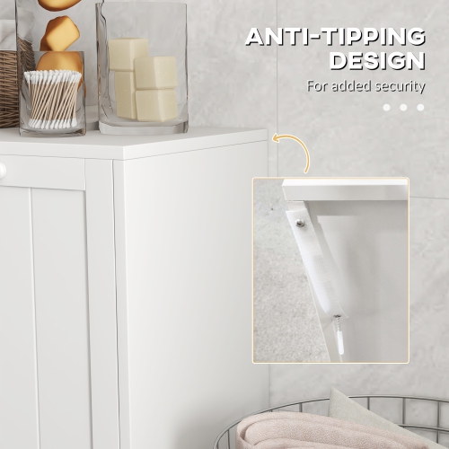 kleankin Laundry Cabinet, Bathroom Cabinet with 2 Tilt-Out Hampers, Modern Laundry Storage Cabinet for Washroom, White