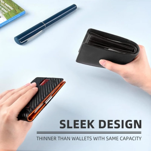 Men's RFID Blocking Bifold Wallet - Larger Capacity with 12 Slots, Minimalist Design for Front Pocket Comfort, Includes ID Window