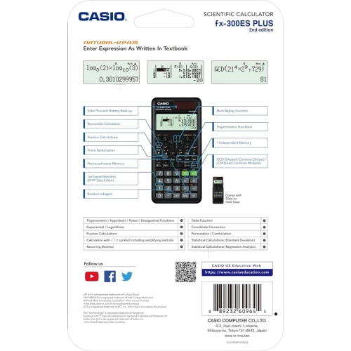 Casio fx-300ESPLUS2 2nd Edition - Standard Scientific Calculator in Black FX-300ESPLS2 for Precise Calculations