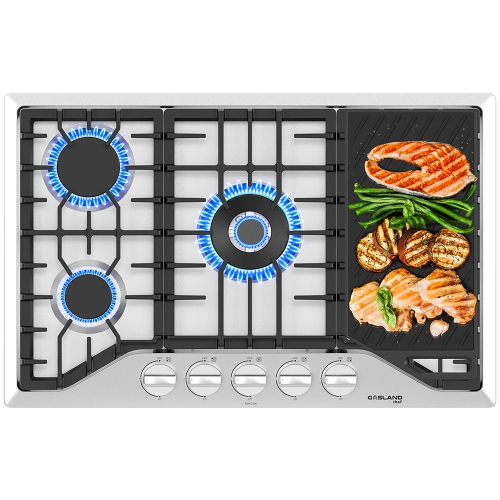 GASLAND 30" 5 Burners NG/LPG Convertible Gas Cooktop, Max 13,000 BTU Burner- Stainless Steels