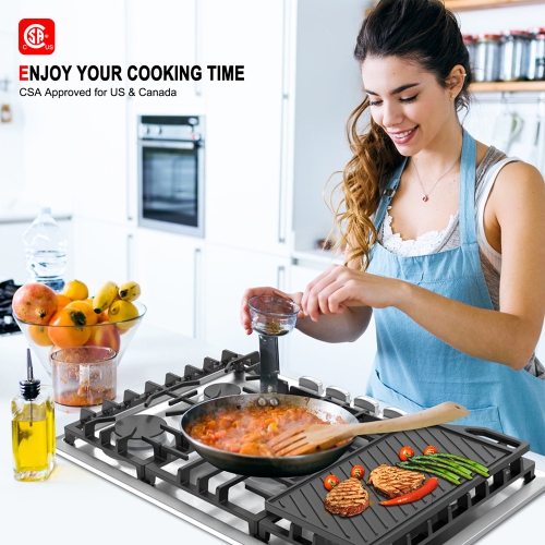 GASLAND 30" 5 Burners NG/LPG Convertible Gas Cooktop, Max 13,000 BTU Burner- Stainless Steels