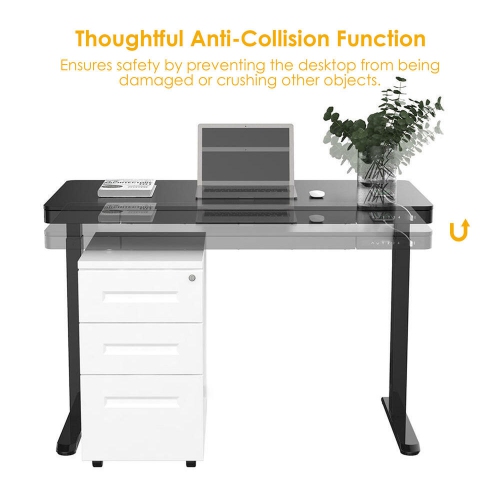 Bureau debout électrique 47x24 po, bureau d'ordinateur assis/debout à hauteur réglable avec tiroir, poteaux USB pour bureau à domicile