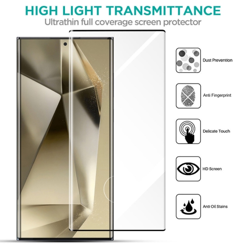Pour Samsung Galaxy S24 Protecteur d'écran Bubble Free anti-Scratch anti-empreintes 9H HD Noir protecteur d'écran en verre trempé pour Galaxy S24