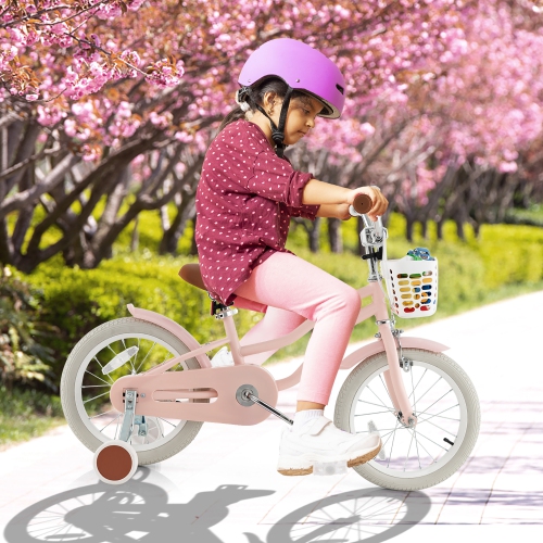 Gymax 16'' Kids Bicycle Children's Training Bicycle w/ Removable Training Wheels & Basket