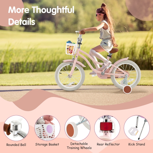 Gymax 18'' Kids Bicycle Children's Training Bicycle w/ Removable Training Wheels & Basket