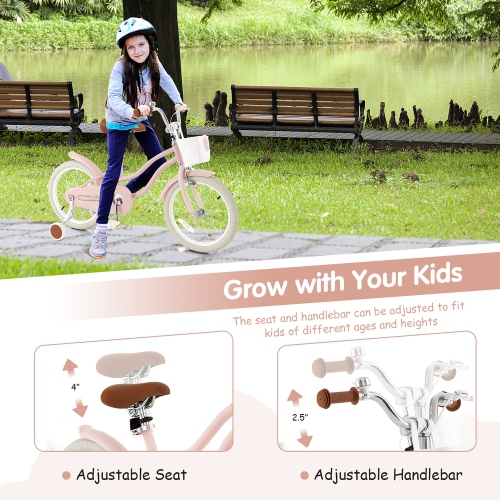 Gymax 18'' Kids Bicycle Children's Training Bicycle w/ Removable Training Wheels & Basket