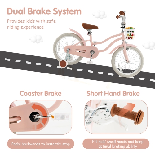 Gymax 18'' Kids Bicycle Children's Training Bicycle w/ Removable Training Wheels & Basket