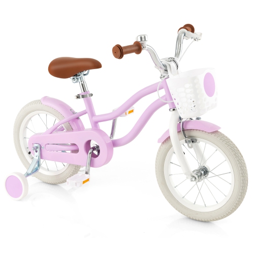 GYMAX  14" Kids Bicycle Children's Training Bicycle W/ Removable Training Wheels & Basket