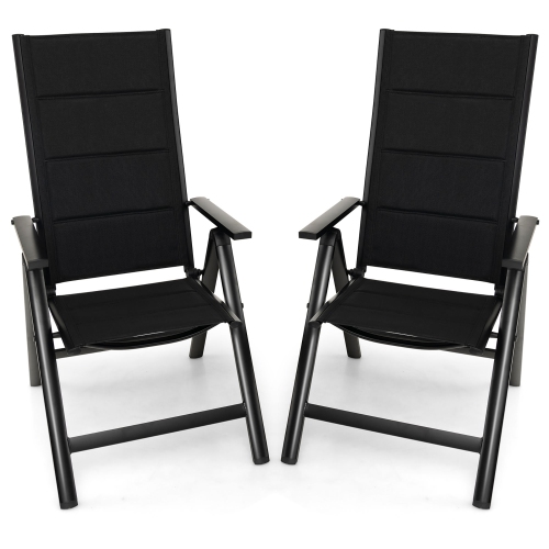 GYMAX  Set Of 2 Patio Folding Chairs Lightweight Outdoor Dining Chairs W/ Padded Seat