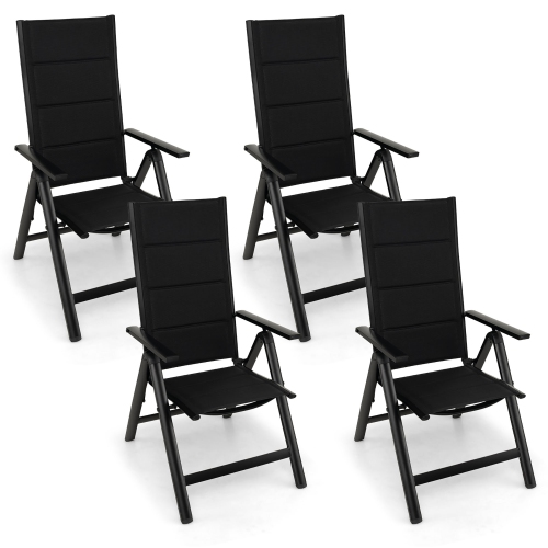 GYMAX  Set Of 4 Patio Folding Chairs Lightweight Outdoor Dining Chairs W/ Padded Seat