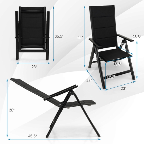 Gymax Set of 4 Patio Folding Chairs Lightweight Outdoor Dining Chairs w/ Padded Seat
