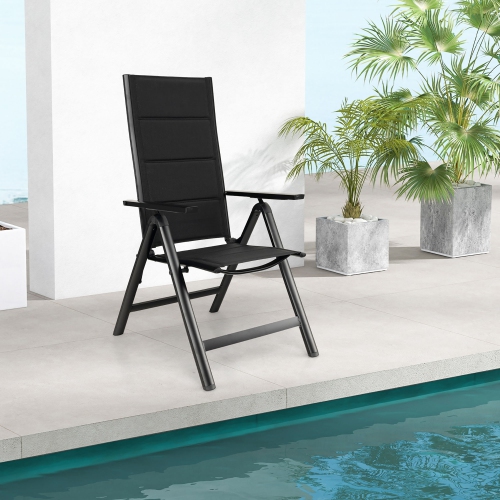 GYMAX  Patio Folding Chairs Lightweight Outdoor Dining Chairs W/ Padded Seat