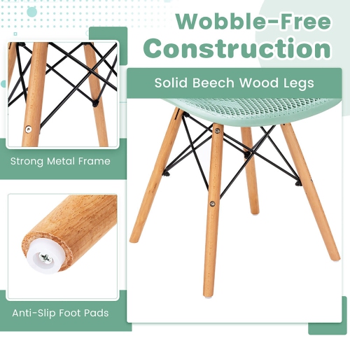 Gymax 3 PCS Dining Table Set for 2 Persons Modern Round Table & 2 Chairs w/ Wood Leg White & Green