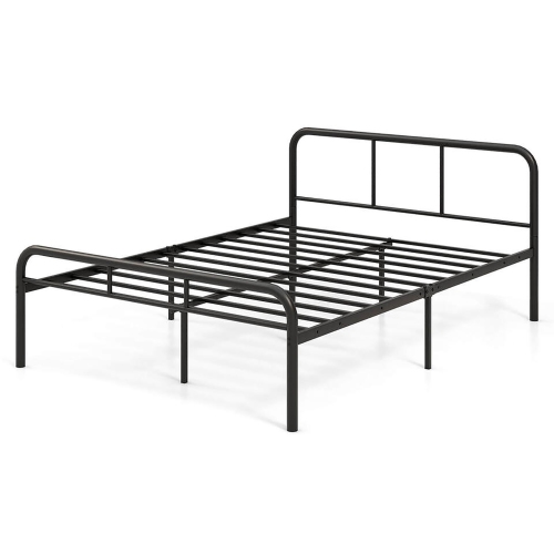 Gymax Full Size Bed Frame Metal Platform Bed Base w/ Headboard & Footboard Black