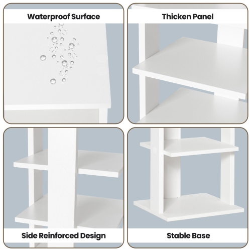 Gymax 7-Tier Wooden Shoe Rack Narrow Vertical Shoe Stand Storage Display Shelf White