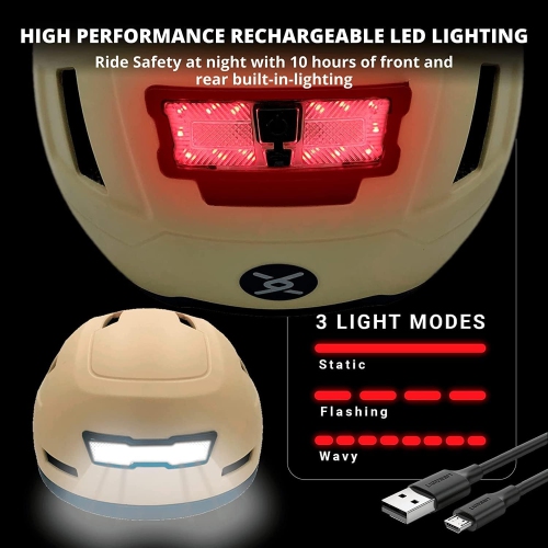 XNITO Electric Bike Helmet with LED Lights - CPSC & NTA-8776 Dual Certified - Class 3 E-Bikes, Bicycle, Scooters, Onewheel, Skateboard - HEMP