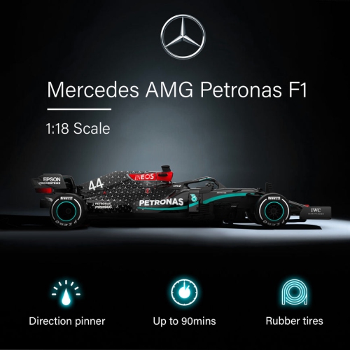 Mercedes-Benz F1 W11 EQ Performance 1/18 Scale Licensed Remote Control Toy Car, Official F1 Merchandise by Rastar