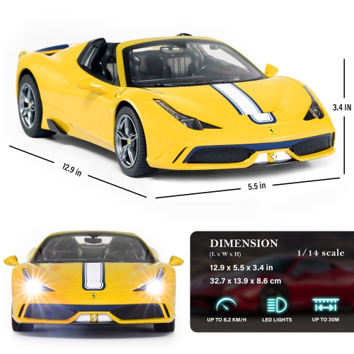 Ferrari 458 Speciale A Convertible RC Car 1/14 Scale Licensed Remote Control Toy Car with Working Lights by Rastar