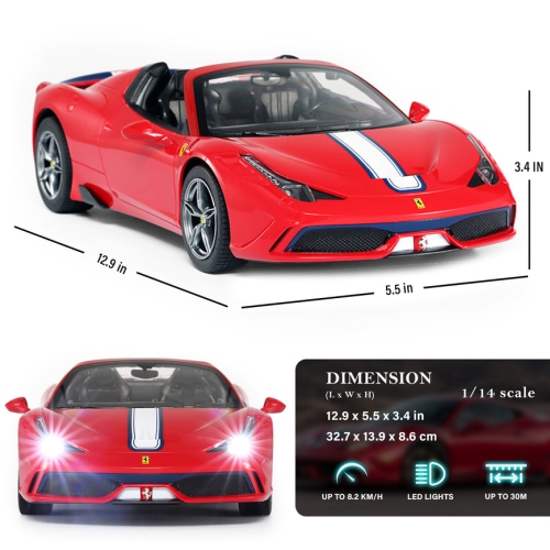 Ferrari 458 Speciale A Convertible RC Car 1/14 Scale Licensed Remote Control Toy Car with Working Lights by Rastar