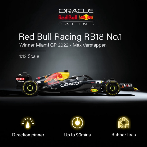 Oracle Red Bull Racing RB18 RC Car 1/12 Scale Licensed Remote Control Toy Car, Official F1 Merchandise by Rastar