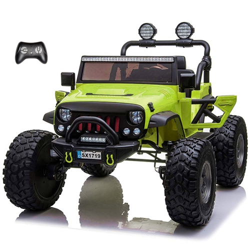 VOLTZ TOYS  2 Seater Ride On Car, 24V Lifted Monster Jeep Electric Car for Kids, Battery Powered Ride-On Truck \w Leather Seat, Remote Control, Led