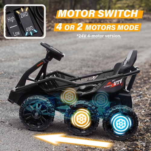 6 Wheel UTV 24V Ride on Car with Remote Control, 4WD, EVA Tires