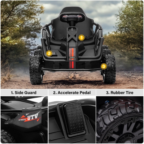 6 Wheel UTV 24V Ride on Car with Remote Control, 4WD, EVA Tires